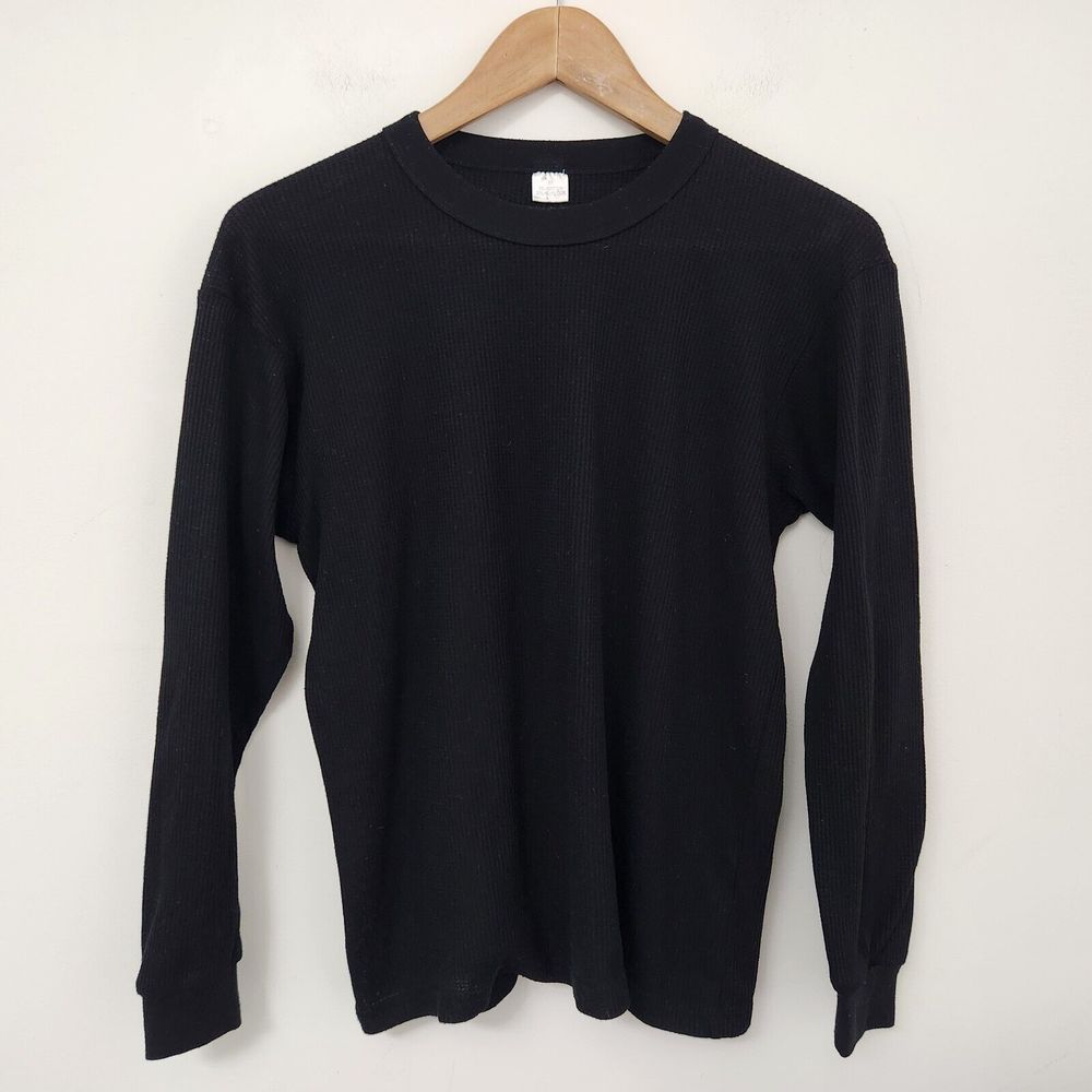 Women's Black Crew Neck Long Sleeve Lightweight Semi-Transparent Sweater Size M